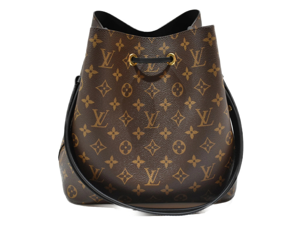 Louis Vuitton Black Noir Black Drawstring Bag Noe Monogram Neo Leather Shoulder